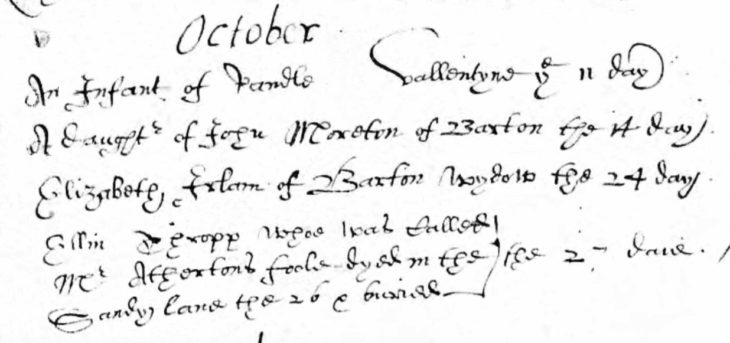 Ellin Thropp’s burial in St. Mary the Virgin, Eccles, 1616