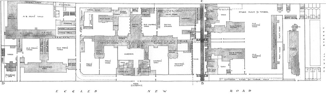 Plan of Salford Workhouse, Eccles New Road, built 1851-53